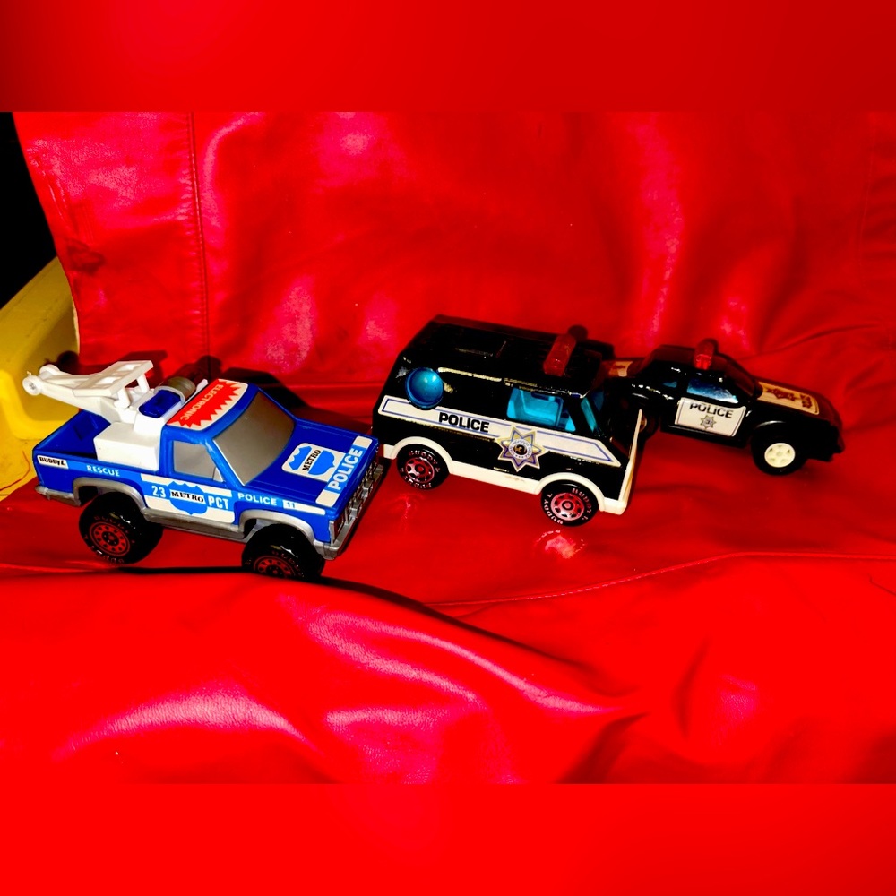 Buddy L Lot of 3 Plastic Police Vehicles.  EUC